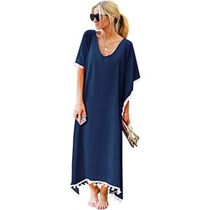 Abito Caftano In Seta Boho: Elegante Copricostume Da Spiaggia, Vestaglia Taglie Forti - Italia - Foto 4