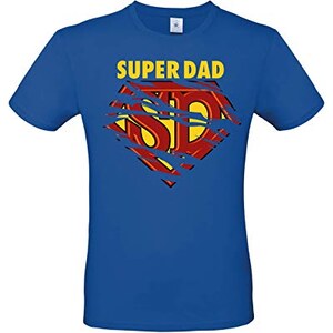 Maglietta Uomo 'Psycho Dad' Flinten, Blu Royal, Taglia XL, 100% Cotone, Girocollo, Stampa Western