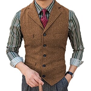 JINXUANYA Nero Gilet Da Uomo Gilet In Tweed Di Lana A Spina Di Pesce