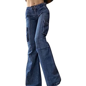 Jeans Donna Y2K Vita Bassa - Stile Gotico, Larghi, Gamba Dritta, Denim, Streetwear, Casual - Foto 2
