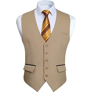 ORANDESIGNE Gilet da Abito da Uomo Classico Elegante Panciotto Formale Casual Senza Maniche Tinta Unita Scollo a V da Matrimonio Cerimonia Nozze Festa