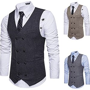 COOFANDY Gilet Uomo Slim Fit – Gilet Classico Con Scollo A V E Vita Regolabile – Perfetto Per Matrimoni, Business E Ufficio - 2