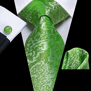 Hi-Tie Set Cravatta Uomo Pre-annodata Con Fazzoletto Da Taschino E Gemelli - Ideale Per Matrimoni E Feste - 2