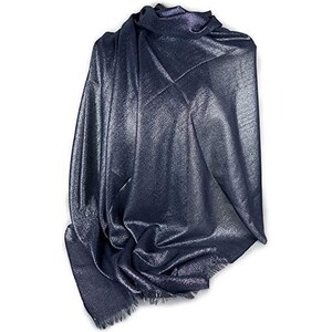 Elegante SCIARPA Brillante Luminosa con Fronzoli Foulard Sciale, Donna Coprispalle Stola Cerimonia (Argento