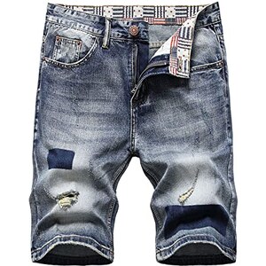 ORANDESIGNE Pantaloncini Larghi In Denim Uomo – Gamba Larga, Stile Hip Hop, Con Cerniera E Ricami Graffiti - 4