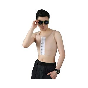 BaronHong Tomboy Trans Lesbian Cotton Borst Binder Plus Size Short Tank Top met sterke elastische band, Donkergrijs, XL