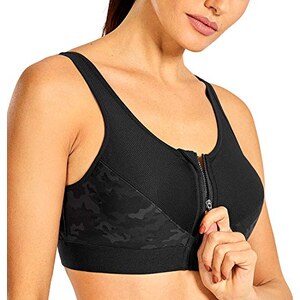 SYROKAN Reggiseno Sportivo Donna Alto Impatto, Doppio Strato, Senza Ferretto, Nero, Taglia 6F
