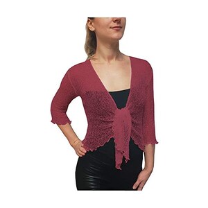 Ikat Cardigan Aperto Donna Con Collo A Cascata In Pizzo Elasticizzato – Taglie Forti 36-56 – Eleganza Cerimonia - 2