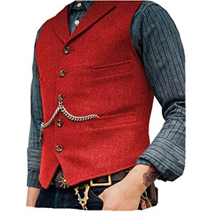 Gilet Homme Tweed Vintage - Mariage Cérémonie Business 5 Boutons