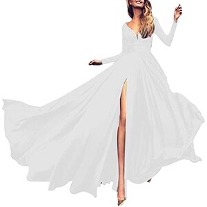 Ever-Pretty Vestito Elegante Donna Cerimonia Manica Lunga Scollo A V