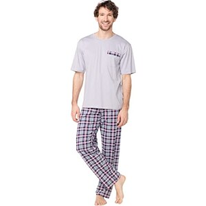 DAVID ARCHY Pigiama Da Uomo In Cotone Pigiama Da Notte Camicia A Maniche Lunghe E Pantaloni Lounge Con Tasche Con Bottoni, Morbido E Confortevole - Foto 4