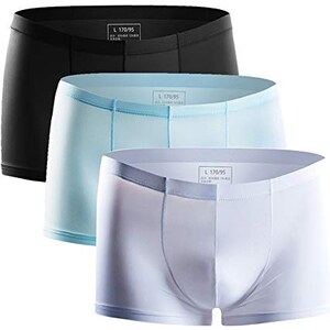 Faringoto Pantaloni corti da uomo in pizzo a maglia fine boxer grande sacchetto traspirante, 3 nero, S