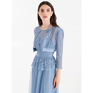 Coprispalle In Pizzo A Rete Per Donna, Stile Y2K, Con Fiocchi, Maniche Lunghe, Blu, Taglia Unica - 5