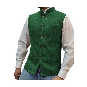 Gilet Elegante Da Uomo In Cotone E Lino – Solovedress, Scollo A V, Regolabile In Vita, Perfetto Per Matrimoni, Feste Ed Estate, Taglia XL Nero