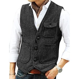 Gilet Uomo In Lana Spina Di Pesce Aesido - Marrone, Taglia XXL, Stile Formale Per Matrimoni E Testimoni - 5