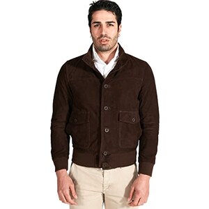 Giacca In Pelle Scamosciata D'Arienzo Uomo - Modello Marlon - Made In Italy - Colore Khaki - Foto 4