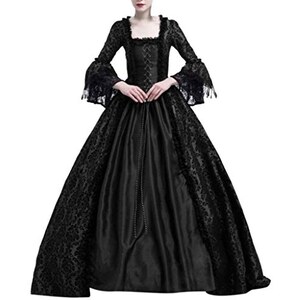 Abito Medievale Donna Con Maniche A Tromba - Vestito Gotico Lungo Vintage Per Halloween E Matrimoni