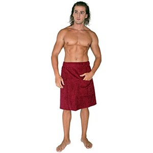 Telo Sauna In Puro Cotone DOROTA | Con Chiusura A Strappo E Tasca | Bianco/Blu Taglia L/XL