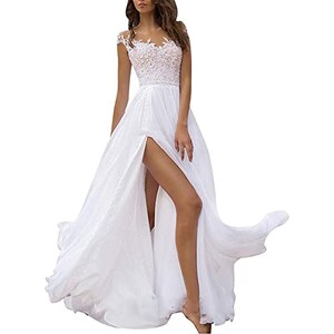 Onsoyours Abiti Da Sposa Elegante Sirenetta Senza Maniche Scollo A V Con Spacco Pizzo Donna Bianco 01 M 105678041