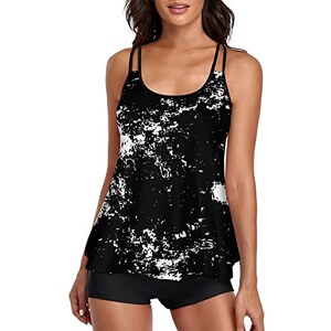 Costume Da Bagno Tankini Donna - Due Pezzi Push Up, Canottiera E Pantaloncini, Nylon E Elasthan - Foto 11