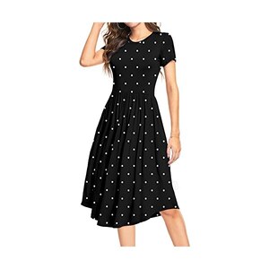 Dislsokrhov Abito estivo da donna, oversize, con maniche, plissettato