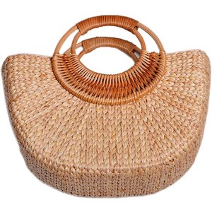 RISEDS Borse di Paglia per Le Donne Borsa da Spiaggia in Rattan Borsa a Tracolla Borsa da Donna in Paglia di Pizzo (Color : #2, Size : 1pcs
