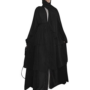 KBOPLEMQ Abito Musulmano da Donna Abaya Musulmana Abbigliamento da Preghiera per Donne Musulmane A Maniche Lunghe Arabo Robe Ramadan Abito da Preghiera, beige., S