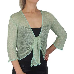 Allegra K Donna Coprispalle Elegante Cerimonia Bolero in Pizzo Sposa Cardigan Corta Giacca da Sera Estivo Blu XS
