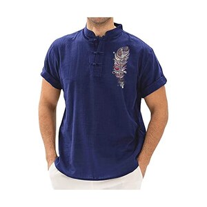 Camicia Henley a maniche corte in lino casual in Italia