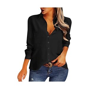 Camicia Donna Estiva In Cotone - Manica Corta, Scollo A V, Bottoni - Tunica Elegante E Casual - Foto 4