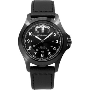Hamilton Orologio Da Uomo Khaki Field King Auto H64465733 – PVD Nero, Cinturino Pelle, Vetro Zaffiro