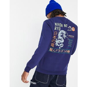 Vans - Holder Street - T-shirt verde-azzurra con stampa sulla schiena