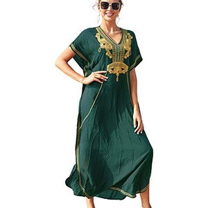 Loungewear Boho Caftano Donna In Cotone - Kimono Oversize Per Casa, Spiaggia E Copricostume, Taglia Unica - Foto 8