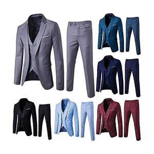 LJHH Abito Uomo Elegante Completo in 3 Pezzi Giacca Uomo Elegante +  Pantaloni + Gilet Slim Fit Abito Elegante Festa Nuziale Formale Casual  Festivo Vestito da Festa Costume, Azzurro, 36 : : Moda