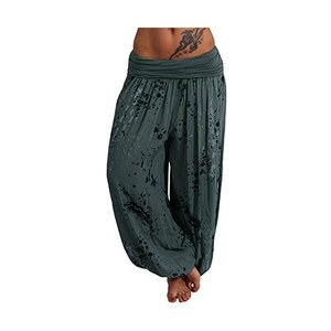 Pantaloni Harem Donna Vita Alta Gamba Larga – Stampa Boho, Leggeri Con Tasche, Per Spiaggia E Tempo Libero