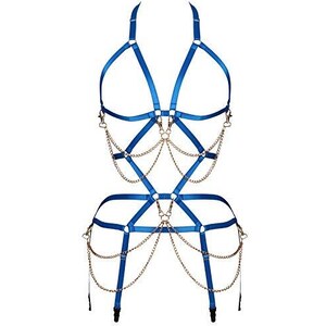 Damen Body Harness Mit Metallketten - Punk Style Strumpfgürtel Für Party & Halloween