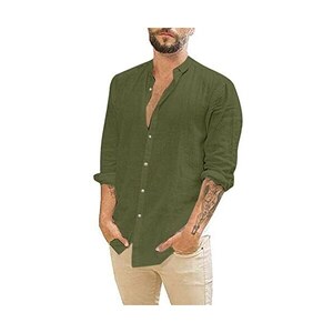 Camicie da uomo in cotone e lino maniche in cotone estivo