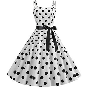 Abito Vintage Anni '50 A Pois Rockabilly, Scollo A Cuore, Maniche A 3/4 In Rete, Plissettato, Lunghezza Al Ginocchio, Colore Blu/nero