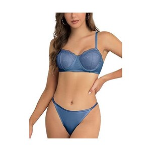 SHEKINI Set Intimo Donna: Reggiseno Push Up Con Ferretto In Pizzo E Perizoma, Spalline Removibili - 2