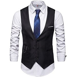 Allthemen Gilet Elegante Da Uomo – Retro Party, Scollo A V, Con Catena Dorata, Per Matrimoni E Lavoro