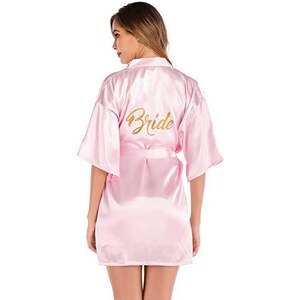 Vestaglia Lunga In Raso Di Seta Con Stampa Floreale, Kimono Da Donna, Accappatoio Leggero Per Sposa, Damigelle, Pigiameria, Loungewear - 5