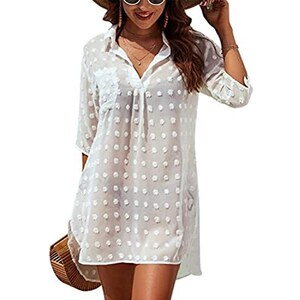 Copricostume Donna A Maniche Lunghe In Viscosa – Modello Bohémien Con Pizzo E Nappe – Leggero E Traspirante Per Spiaggia E Viaggi