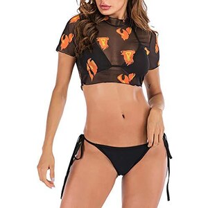 Micro Bikini Trasparente In Rete 2 Pezzi Per Donna – Reggiseno A Triangolo E Slip Con Laccetti