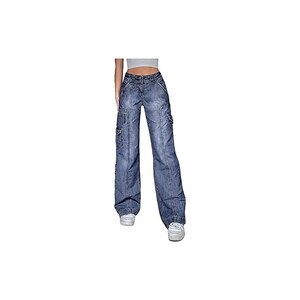 Jeans Donna Y2K Vita Bassa - Stile Gotico, Larghi, Gamba Dritta, Denim, Streetwear, Casual - Foto 14