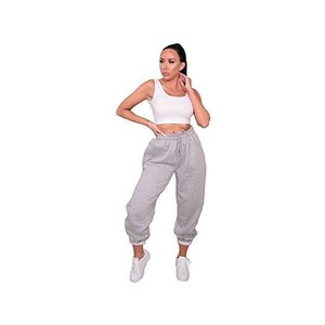 Pantaloni Jogging Donna Foderati In Pile: Caldi, Con Coulisse E Tasche, Verde Taglia 46