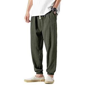 Gemijacka Pantaloni Lunghi Da Uomo, In Lino, Con Elastico In Vita Ultra Leggeri Estivi Opachi Da Spiaggia Verde Xl 118336886 - Foto 11