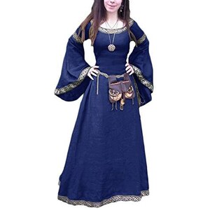 Aurelia Kurta Donna In Poliestere - Stampa Floreale Blu, Modello Dritto Con Collo A Fascia