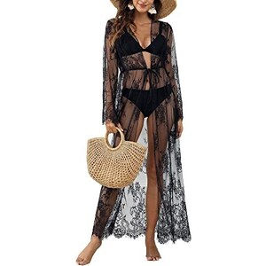 Copricostume Donna In Pizzo Sexy Per Spiaggia - Vestito Leggero Scollo A V Con Maniche - Foto 7