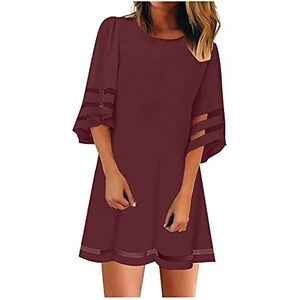 Abito Donna Grace Karin Estivo | Midi Linea A | Maniche Corte | Girocollo | Con Cintura | Tinta Unita - Foto 7