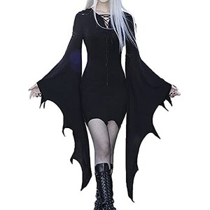 Abito Gotico Taglie Grandi Abito Gotico A Maniche Lunghe Con Pizzo - Gothic Shop Abito Vintage Halloween Lolita